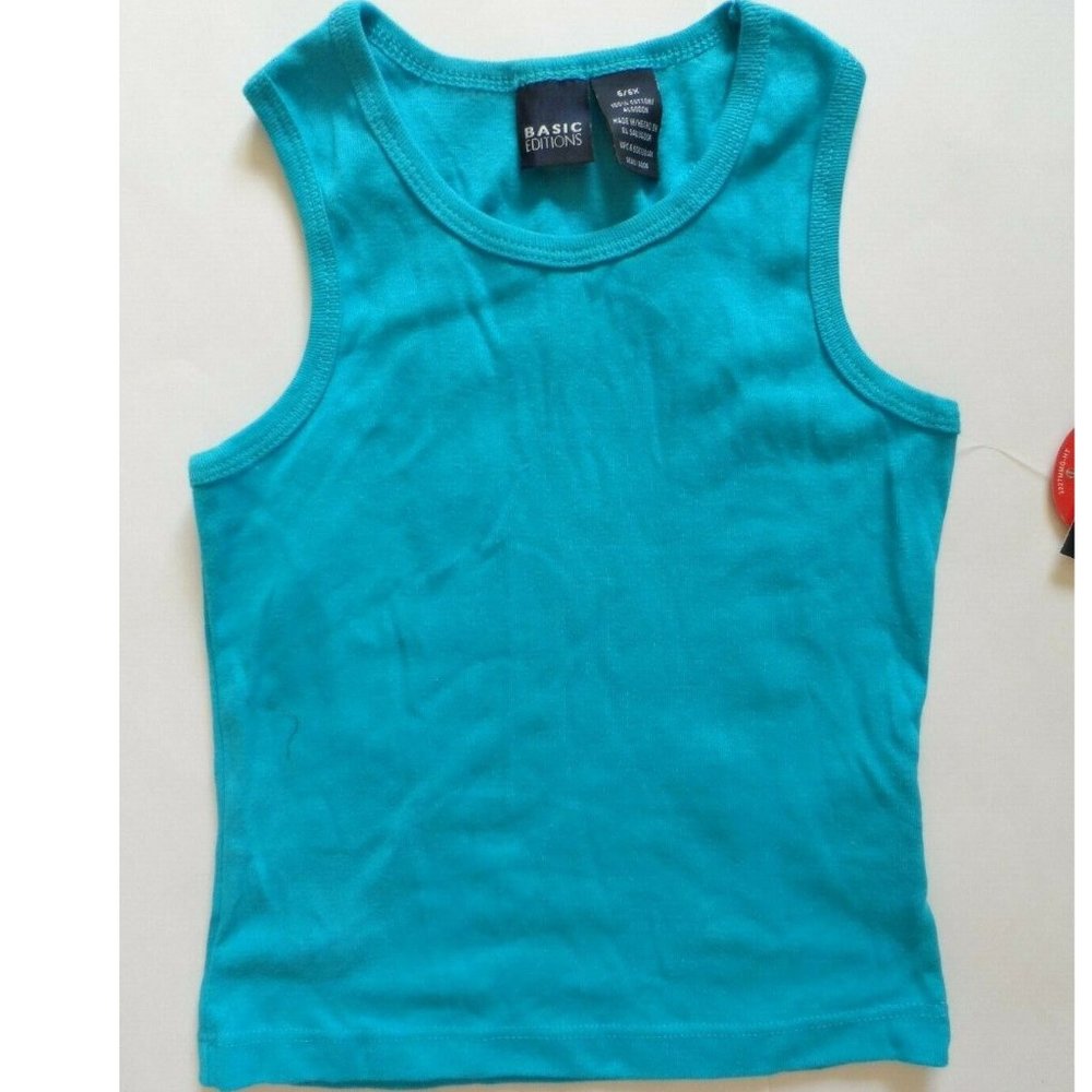 Basic Editions Girls Tank Top, Blue, Size: 6/6X